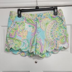Lilly Pulitzer High Waist Blue and Pink Scalloped Shorts